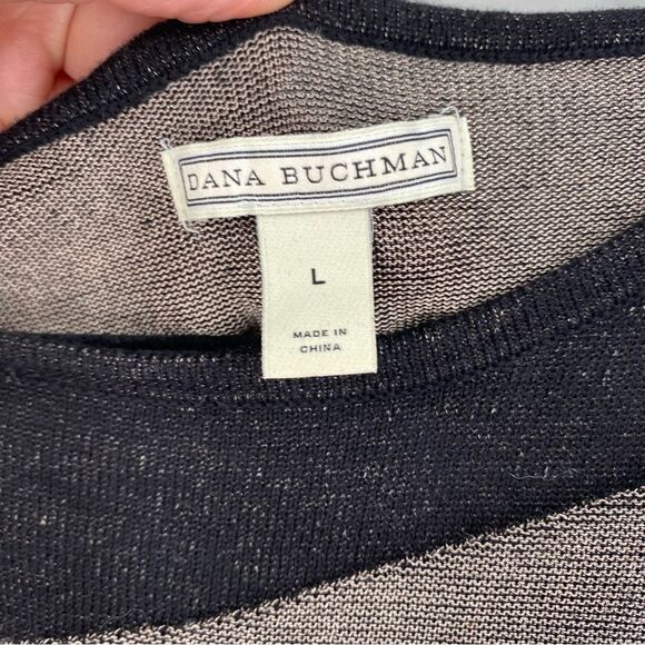 Dana Buchman Women’s Boat Neck Striped Long Sleeve Knit Tunic size L - Picture 2 of 3